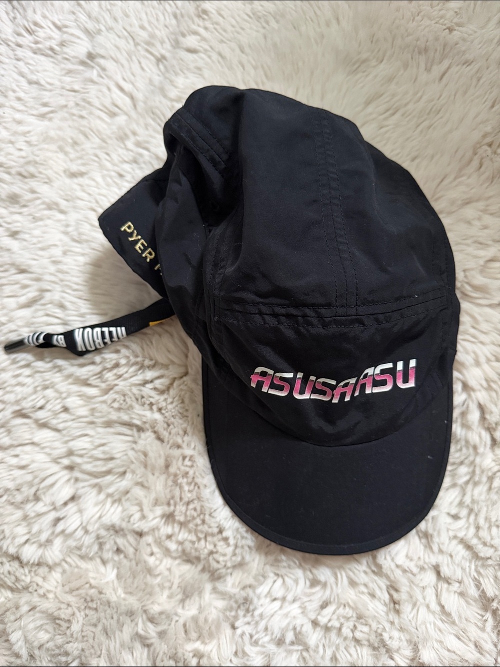Pyer Moss Black Reebok Cap with Pink-White Logo